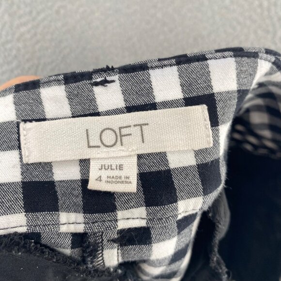 LOFT Pants Womens 4 Julie Riviera Black White Gingham Crop Capri Stretch Skinny - Picture 6 of 12